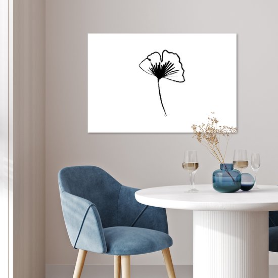 Poster 90x60 cm - Line art - Bloemen - Zwart - Wit - Posters - Kamer decoratie - Wanddecoratie woonkamer - Muurdecoratie slaapkamer - Kerstversiering - Kerstdecoratie voor binnen - Kerstmis