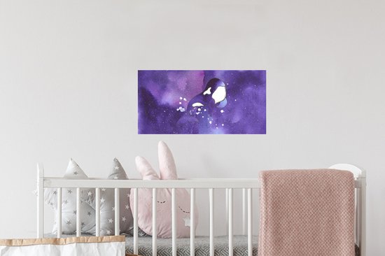 Muurstickers - Sticker Folie - Orka - Ruimte - Paars - 40x20 cm - Plakfolie - Muurstickers Kinderkamer - Zelfklevend Behang - Zelfklevend behangpapier - Stickerfolie