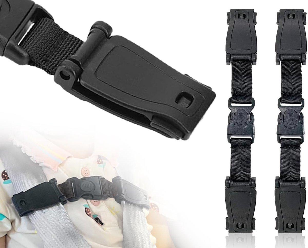 Dailygoods- Veiligheidsgordels 2 Stuks - Veiligheidsgordel Kinderstoel - Borstriemclip - Autostoel Bevestiging - Hoogwaardig Nylon - Duurzaam ABS - Kindergordel