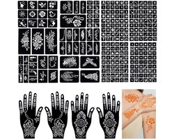 Dailygoods - RIVIEVAL Tijdelijke tattoo sjablonen set, 14 vellen lichaam kunst sjablonen voor dames, meisjes, tieners en kinderen(B)