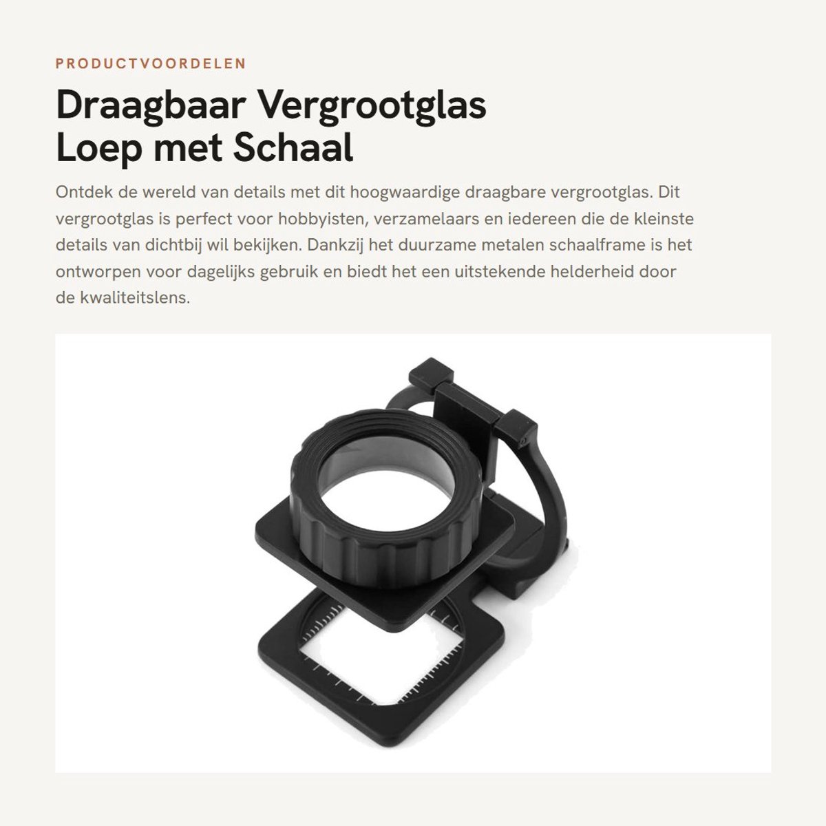 Dailygoods- Vergrootglas 15x Vergroting - Draagbaar - Opvouwbaar - Hoogwaardig - Zinklegering - Meten met Schaal - Loep