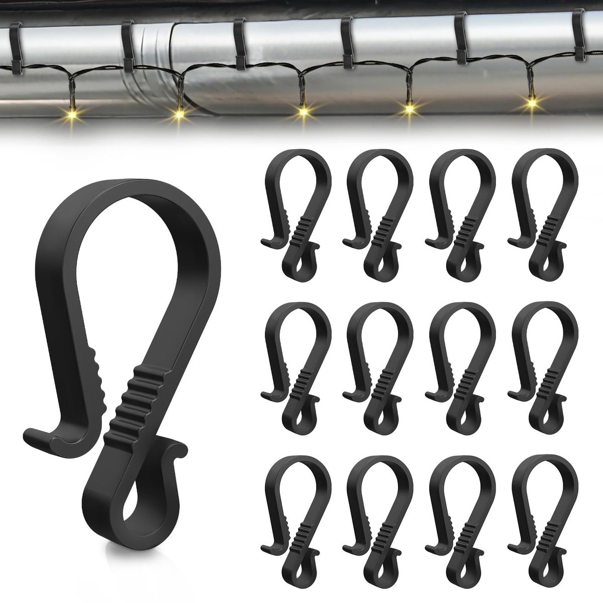 Dailygoods- Dakgoothaken 40 Stuks - Herbruikbare S-Haken - Kunststof Ophanghaken - Voor IJspegels/Kerstverlichting - Buiten Gebruik - Zwart - Haakjes