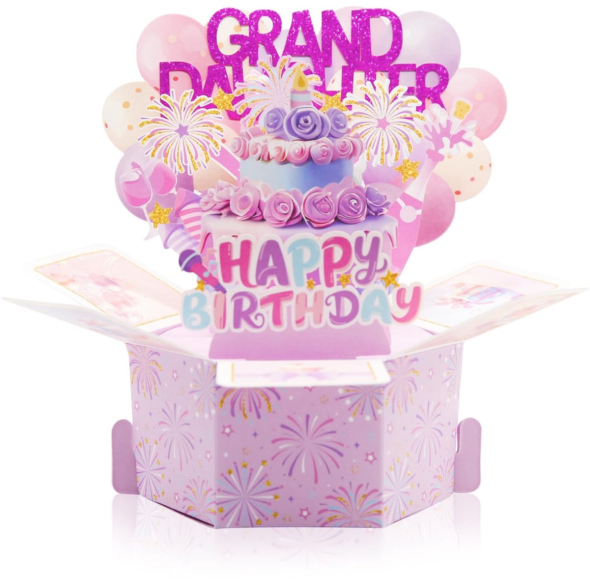 Dailygoods- Pop-upkaart Gelukkige Verjaardag - Verjaardagskaart voor Kleindochter - 3D Opvouwbare Kaart - Notitiekaart met Envelop - Miniatuurfeestje met Ballonnen - Kwaliteitsmateriaal