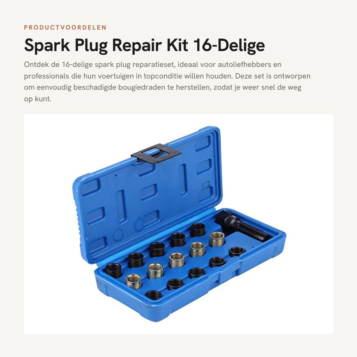 Dailygoods- Bougiedraad Reparatieset 16-Delig - M16 x 1.25 mm - M14 x 1.25 mm - Schokbestendig - Duurzaam - Hoogwaardige Gereedschapset - Bougiedraadset