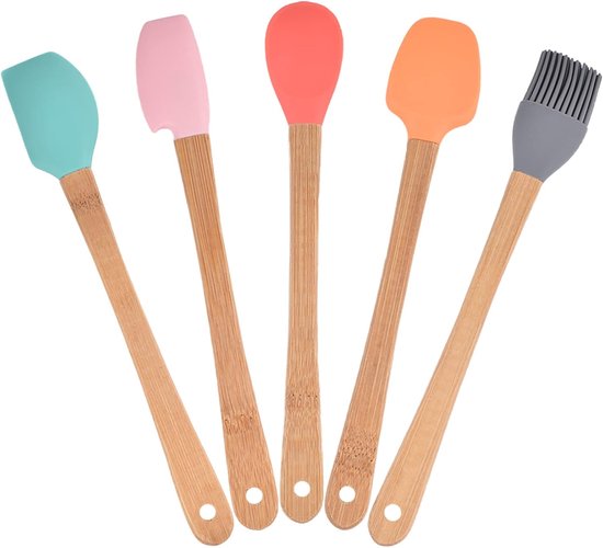 Keukengerei met Siliconen Spatel, Kooklepel, Borstel, Keukengerei Set Gebruiksvoorwerp Set met Siliconen Schraper Mini Spatel voor Mengen Koken Bakken 5 Stuks — afbeelding 5