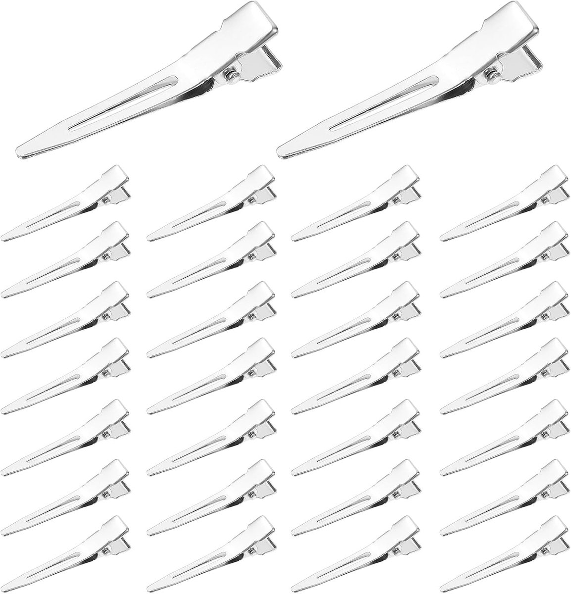 30 stuks zilveren kappersklemmen voor dames, tortoise krokodillenklemmen, haarklemmen, kappersbenodigdheden, metalen zilveren haarclips, krullen, fixeren voor meisjes, kapsalon, haarstyling