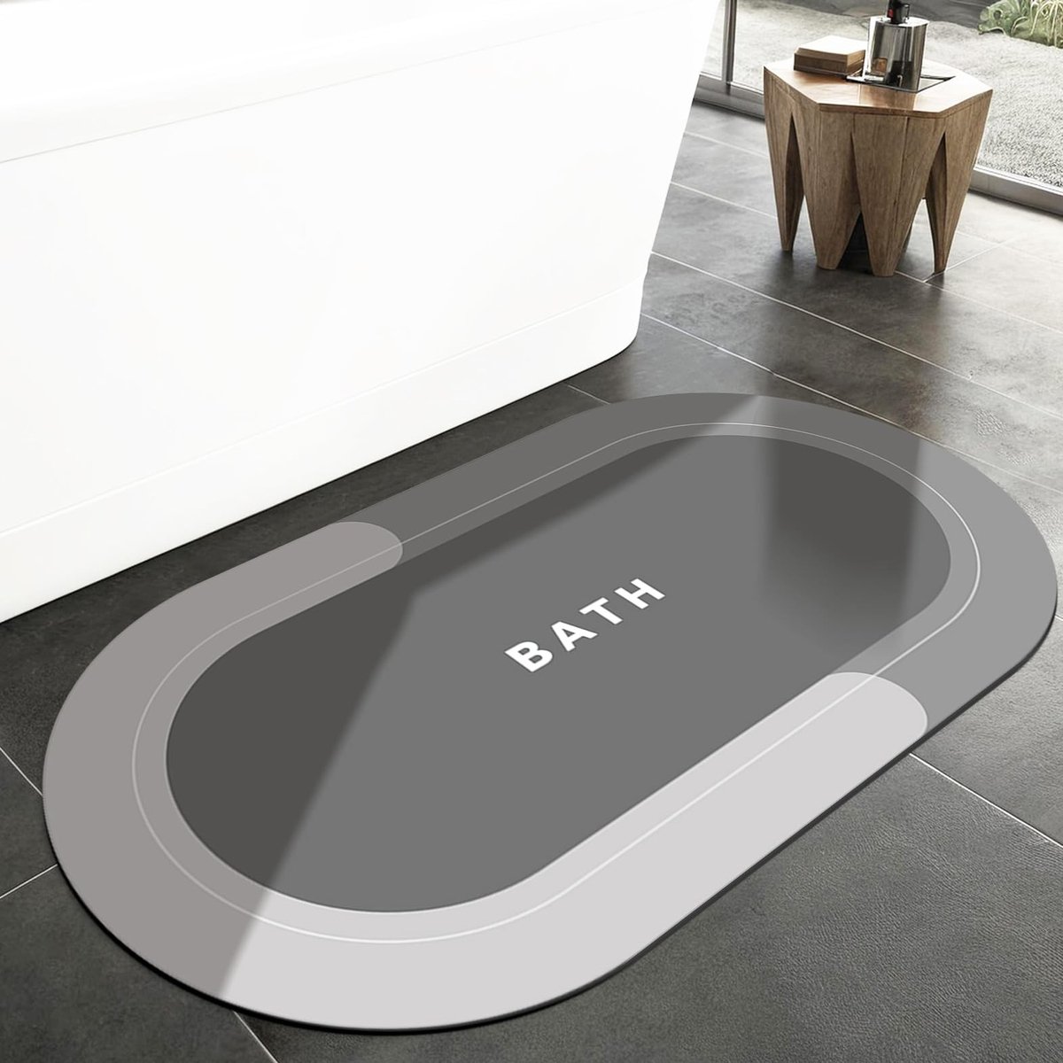 Dailygoods- Badmat Sneldrogend - Antislip - Wasbaar - Dun - Absorberend - 120x60cm - Modieus - Badkamermat