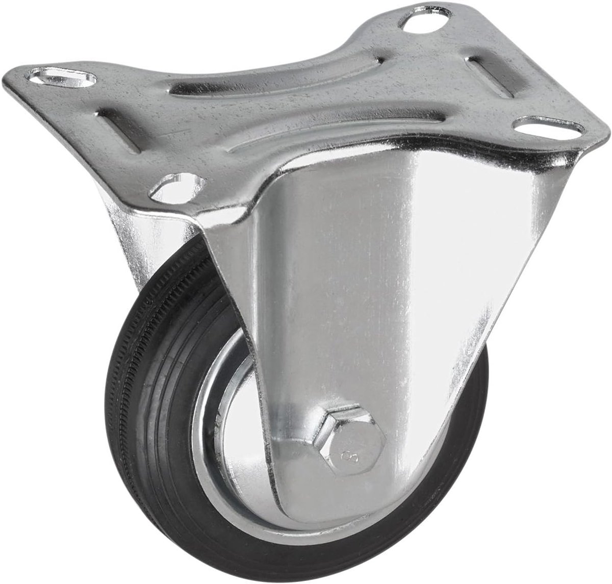 Bokwiel Ø 80 mm - 104 x 80 mm plaat - massief rubberen wiel - zacht loopvlak - rollager - 50 kg draagkracht/transportwiel/meubelrol/zware lasten / 800620