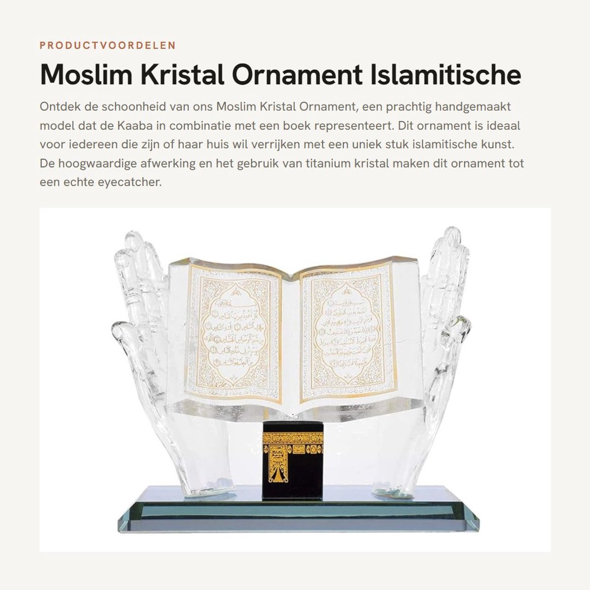 Dailygoods- Kristal Ornament - Moslim Ambachtelijk Model - Titanium Kristal - Kleurgeplateerd - Decoratie - Afmetingen 12,5 x 6,2 x 10,4 cm - Decoratiebeeldje