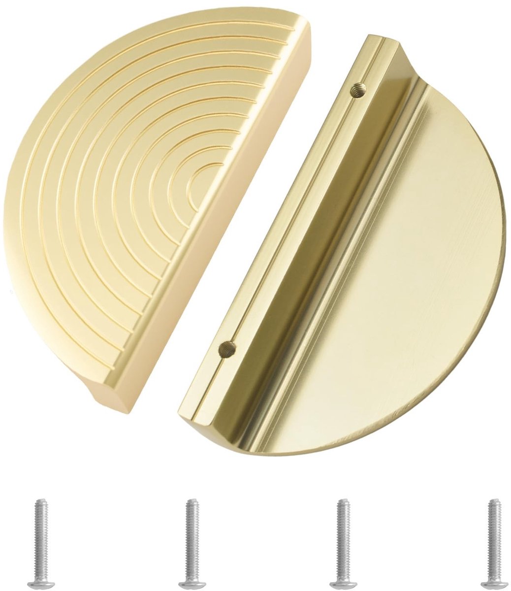 Dailygoods- Handgreep Halve Maan - Zinklegering - Dubbele Gat - Modern Design - Gouden Kleur - Comfortabel en Roestvrij - Deurgreep