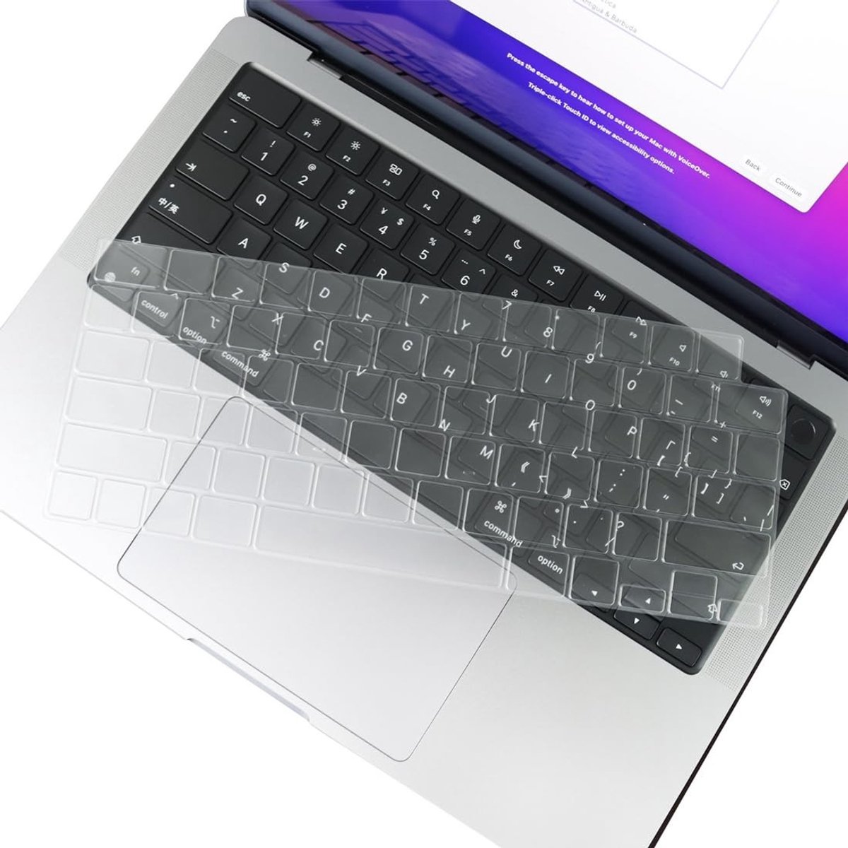 Dailygoods- Toetsenbordbeschermer Ultradun - Compatibel met MacBook Air 13,6"/15,3" - MacBook Pro 14"/16" - QWERTY EU lay-out - Waterdicht en wasbaar - Toetsenbordcover