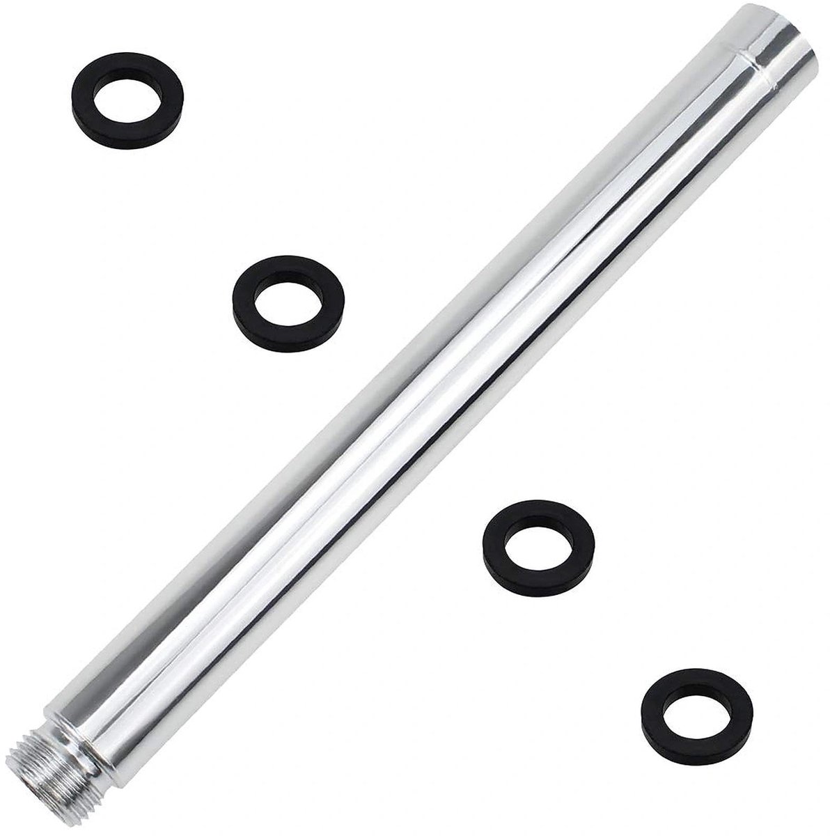 22.5cm Stainless Steel Shower Extension Tube Chrome Plating Round Shower Pipe Handheld Straight Bathroom Shower Head Extension Arm Tube Extender for Bathroom Accessory