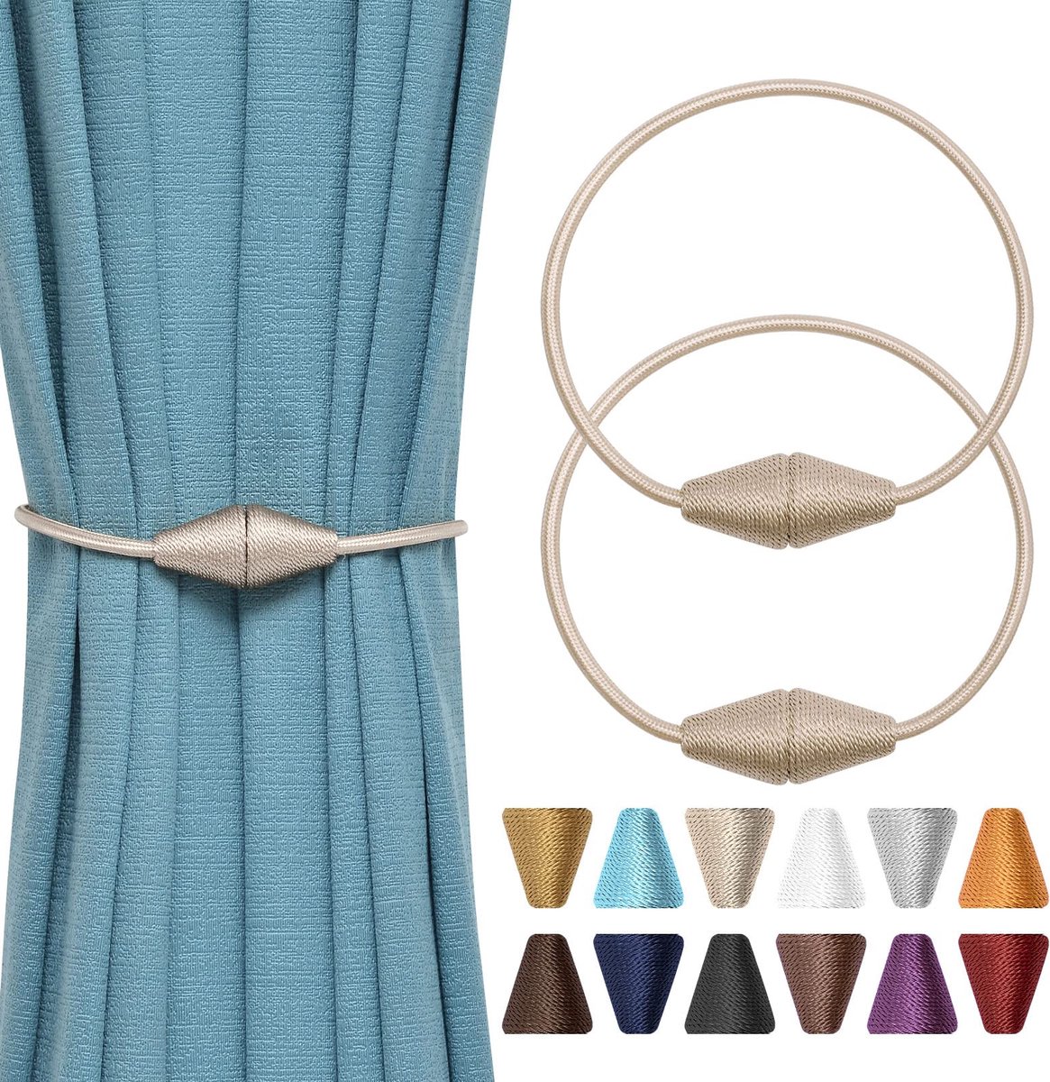 Gordijn Tiebacks Handgemaakte Weave Touw Gordijn Holdbacks Handige Decoratieve Kegel Gordijn Drape Tie Ruggen voor Thuis & Kantoor Venster Drapery (Beige)
