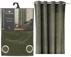 Atmosphera gordijn lilou - 2x - L260 x B140 cm - olijfgroen - polyester - met ringen