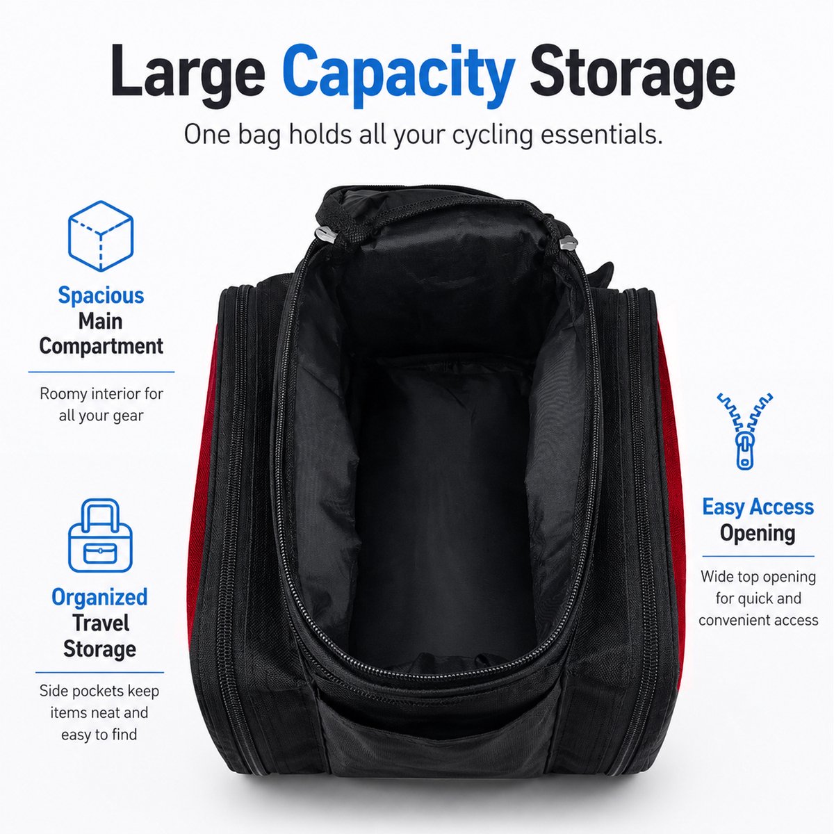 Waterdichte Fietstas Achterop Fiets – 27L Uitbreidbare Bagagedragertas – Touring Fietstas voor Lange Afstand – Met Regenhoes en Reflecterende Details – Rood – 1 Stuk — cadeau in Sport & Outdoor - foto 6
