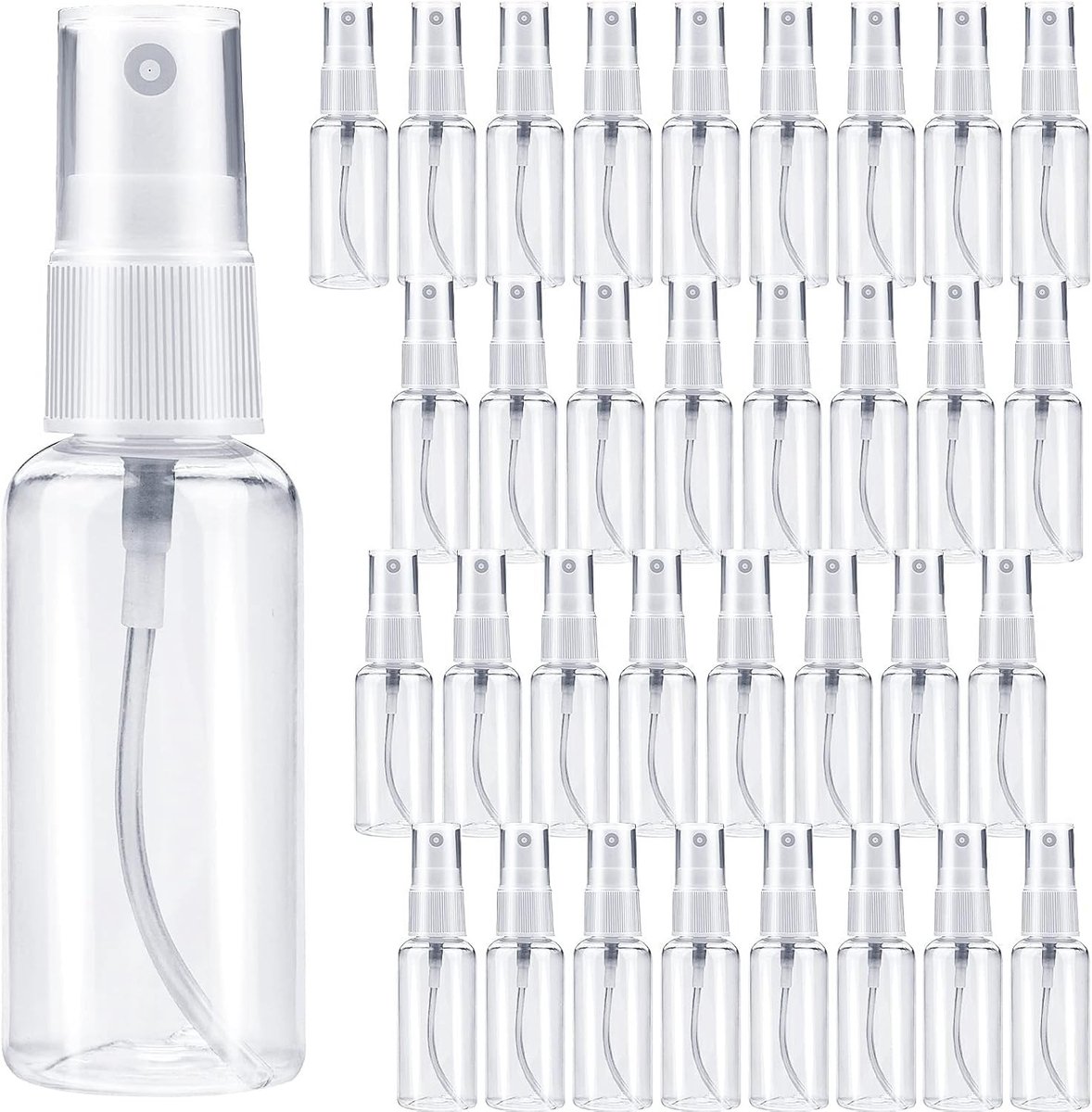 Mini Plastic Sprayflessen 30ml - 35 Stuks Lege Flessen voor Parfum, Vernevelaar en Lichaamsverzorging - Herbruikbare en Draagbare Transparante Flessen