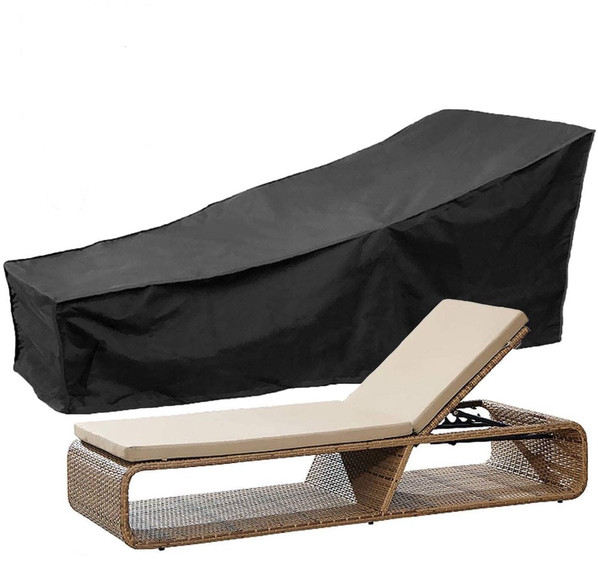 Hoes Tuinligstoel Enkele 1 Stuk, Hoes 210x75x80 Cm in Zwart 210D Oxford Weefsel met Geseald Stiksel en Ritszak voor Opslag, Weerbestendige Bescherming voor Ligbed en Tuinlounge