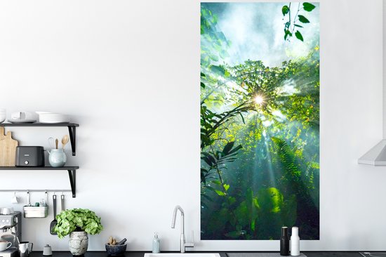 Stickers muraux - Le soleil qui brille à travers les forêts d'une forêt tropicale en Malaisie - 80x160 cm - Film adhésif