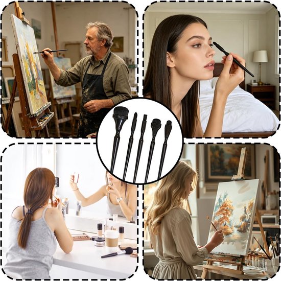 5-delige penselenset - fĳne blending kwasten voor houtskool, oliepastel, inkt en schetsen - zachte borstelharen voor detail schilderen en DIY-projecten — afbeelding 5