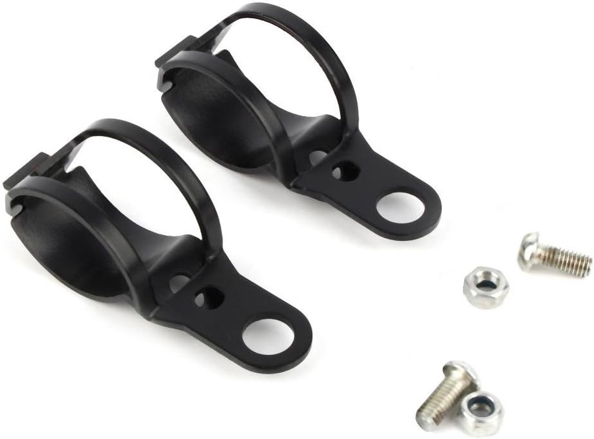 montagebeugel voor knipperlichten, 2 stuks, klemhouder, vorkhouder, 30 mm, metaal, zwart, universeel