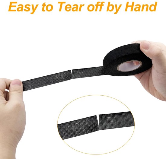 Isolatietape, zwart, weefseltape, weefseltape voor auto, autobedrading, industriële zelfklevende tape voor zicht-, auto-, motor- en kabels — afbeelding 2