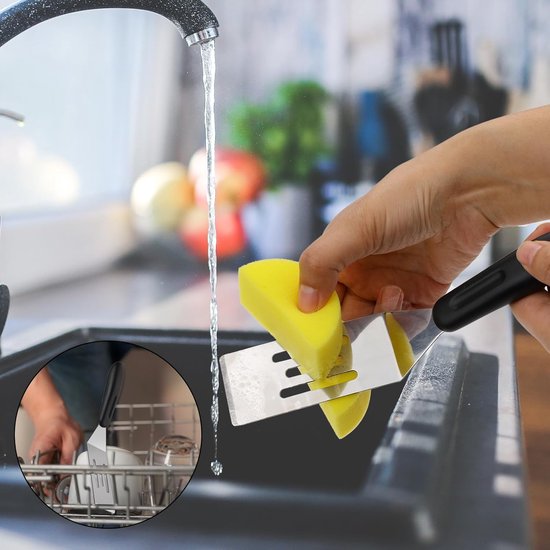 roestvrij stalen mini spatel voor koken, professionele bakspatel met houder, kleine serveerspatel voor brownies, eieren, koekjes — afbeelding 5