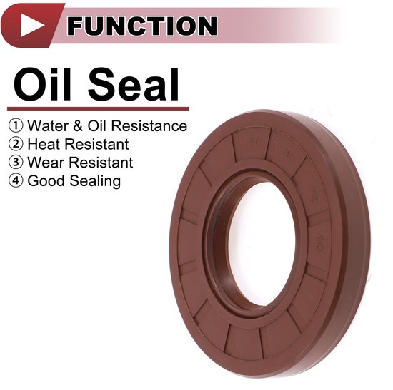 olieafdichting, TC afdichtring, roterende asafdichting, 35 x 72 x 10 mm, hoge druk, rubber, FKM, bruin, 2 stuks — afbeelding 2