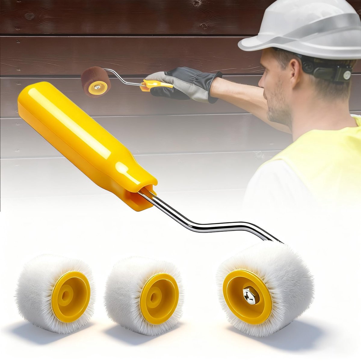 Verfrollerset, 1 handgreep + 3 rolborstels, 2 cm, schilderrol, kleine wol, verfroller, kwast, microvezel, verfroller voor schilderset, schilderbenodigdheden, schilderrollen