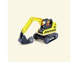 Hape Graafmachine Dig'N Dump - Speelgoed Bouwvoertuig met Draaibare Cabine en Beweegbare Schep, 24M+