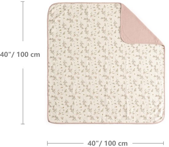 100% biologisch katoen, mousseline babydeken voor pasgeborenen, onmisbaar voor babyshower, verjaardagscadeau, bloem, 100 x 100 cm — afbeelding 4