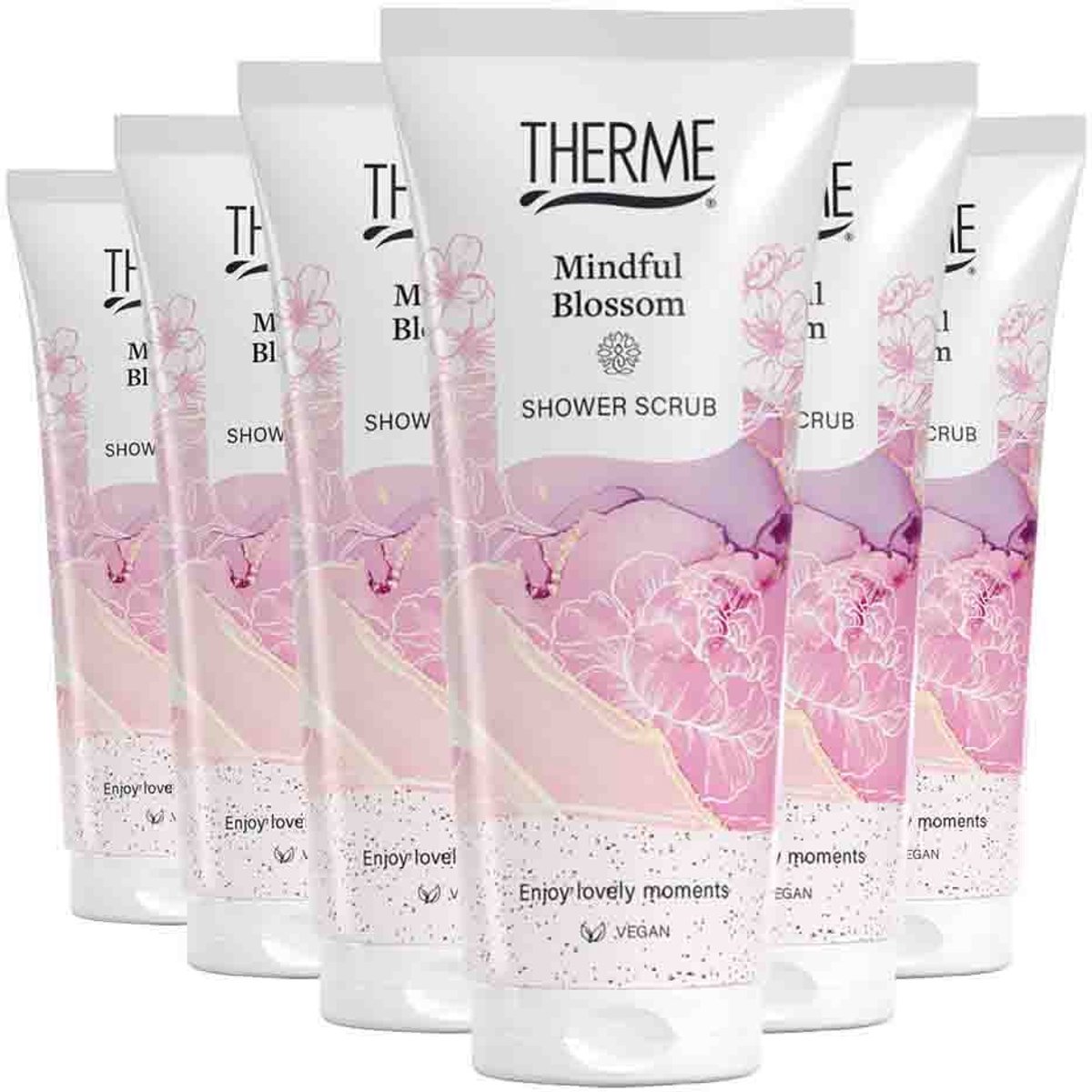 Therme - Mindful Blossom Shower Scrub - 6 x 200 ml - Voordeelverpakking