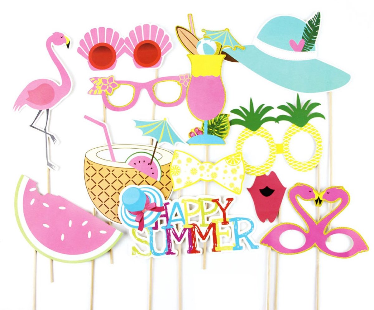Zomerfeest Fotorekwisieten 12-delige set Booth Props Flamingo Foto Props
