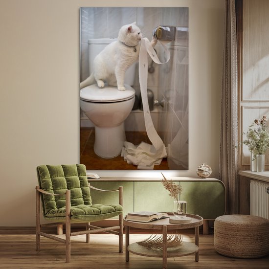 Affiche Chat qui joue avec du papier toilette - 120x180 cm XXL
