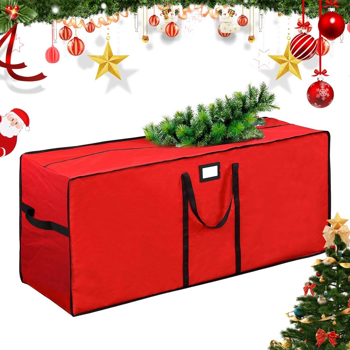Tuinkussen Opbergtas, 600D Oxford Kerstboom Tas met Draaghandvat, Dubbele Ritssluiting, Opbergtas voor Tuinkussens, Kerstbomen, 165 x 38 x 76 cm