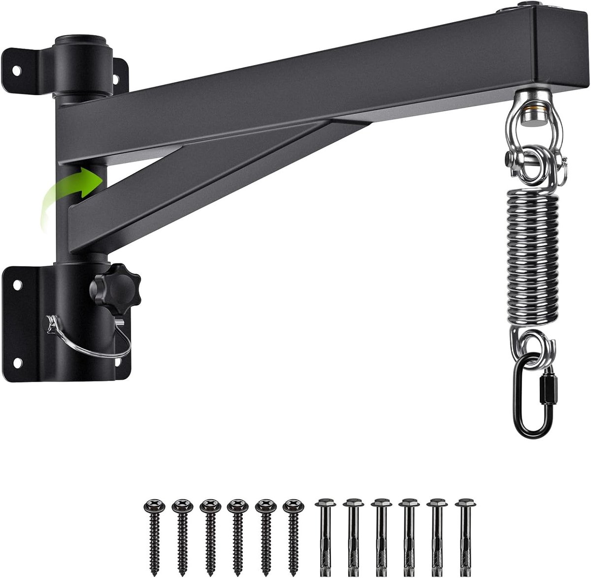 Bokszakbeugel, Vouwbare Wandmontage Bokszakstandaard 360 Draaiende Zware Zak Ophangbeugel Stille Lager Scharnierhaak met M5 Veer voor Thuisgym Binnen Buiten Boksoefening, 181kg / 61cm