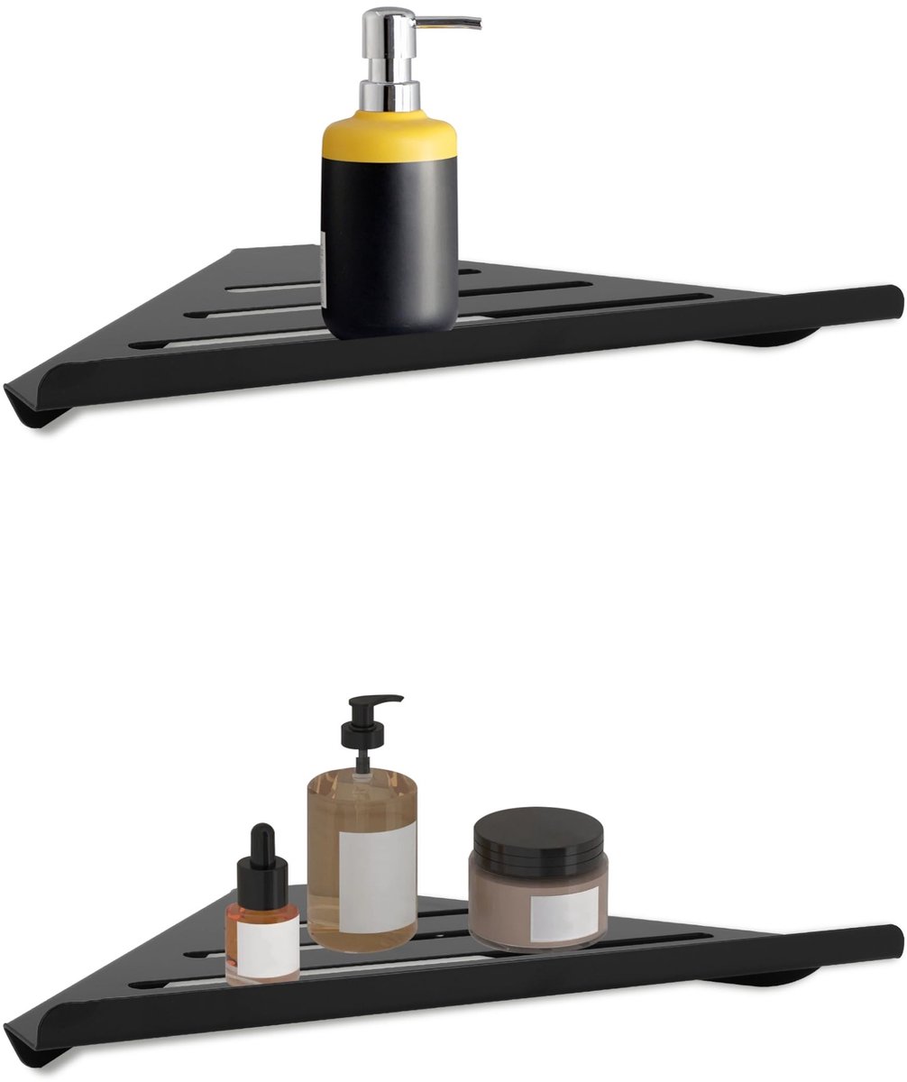 Dailygoods- Doucheplank set van 2 - Roestvrij Stalen Hoekplanken - Badkamer Plank - Keukenopslag - 190 x 190 x 300 mm - Comfortabele Ervaring - Badkamerplank