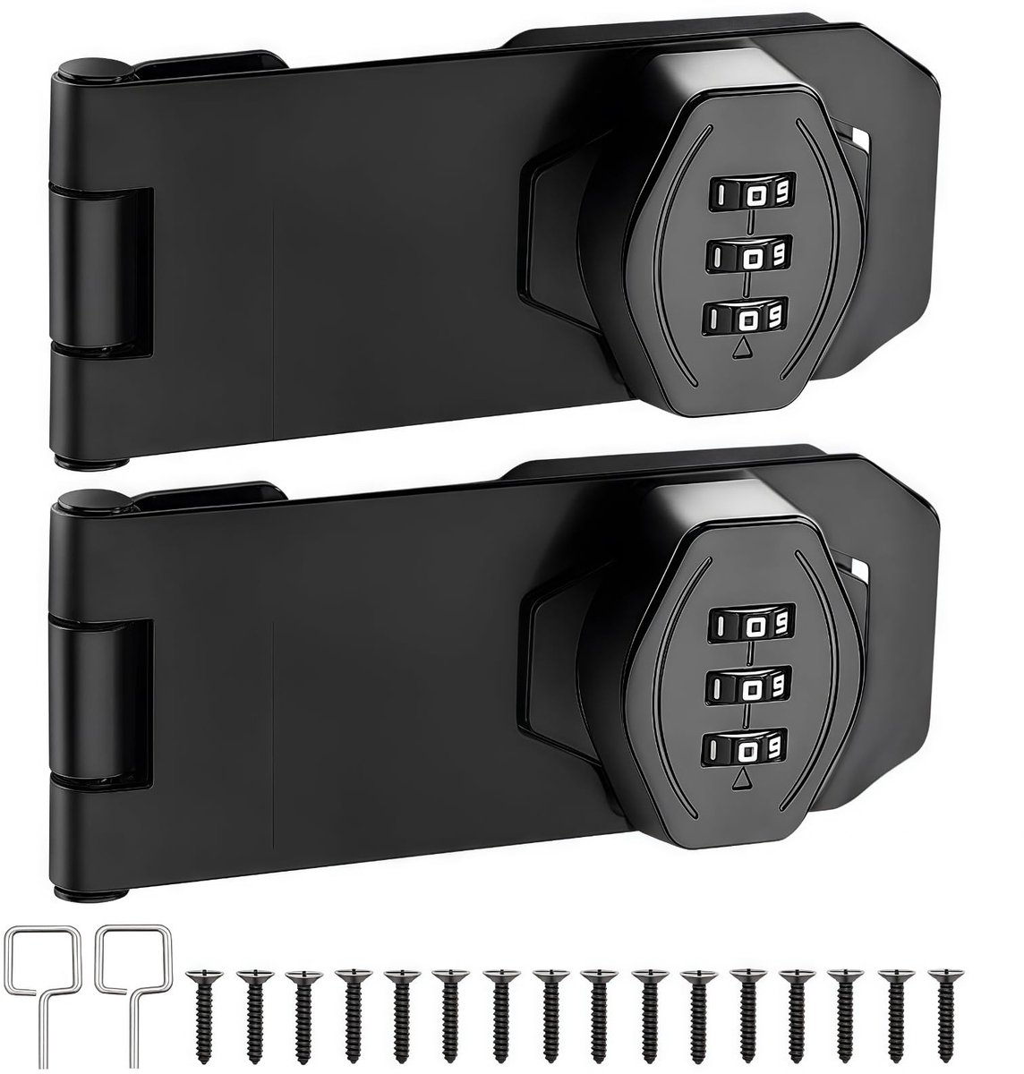 Dailygoods- Kastslot - 2 Stuks - 3-cijferige Combinatieslot - Zinklegering - Antidiefstal - Verstelbaar Wachtwoord - Zwart - Combinatielock