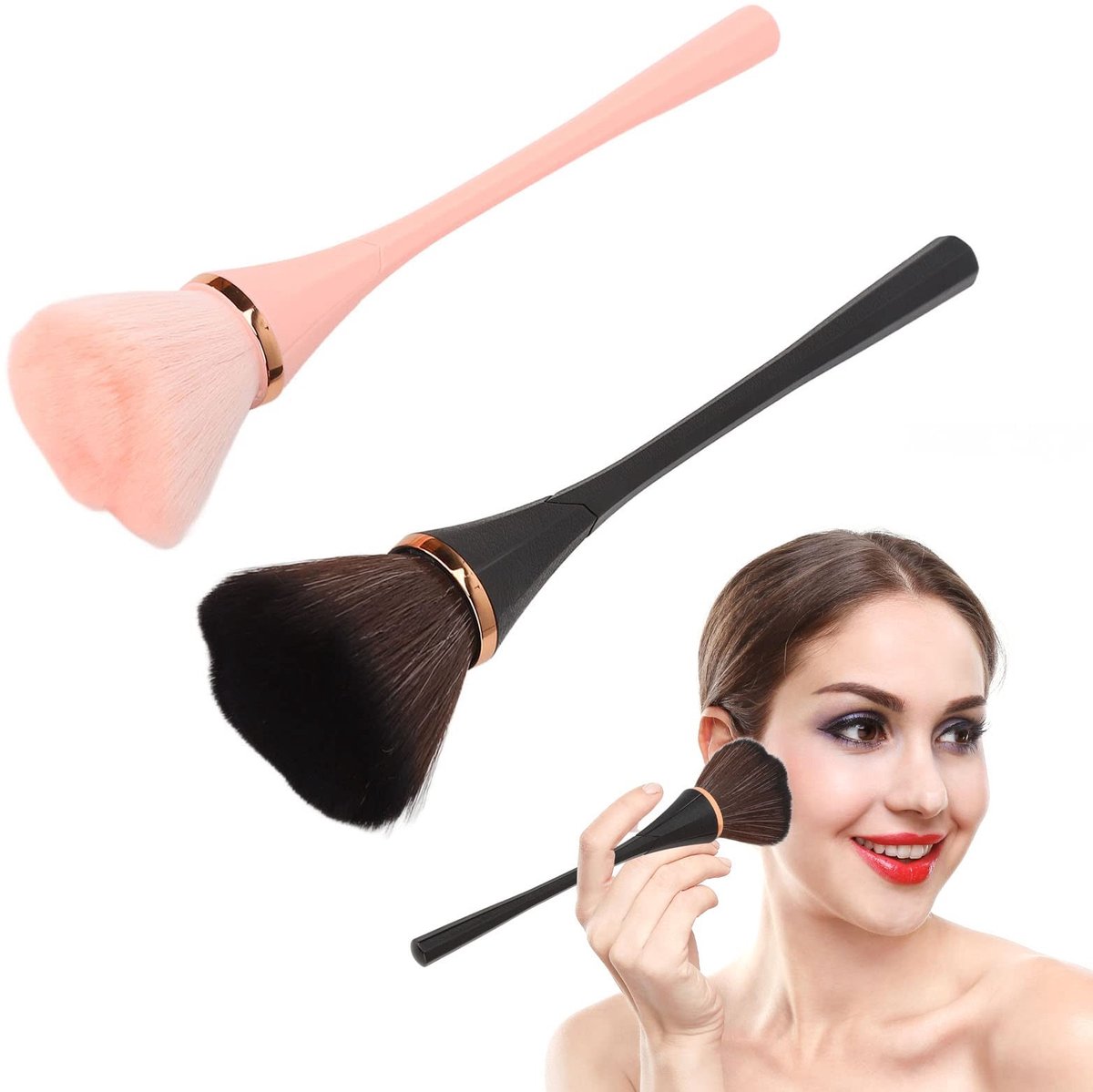 Dailygoods- Make-upkwastenset groot - 2-delige set - herbruikbaar - gemakkelijk te reinigen - fijne vezelharen - zachte mistachtige contour - Make-upkwasten