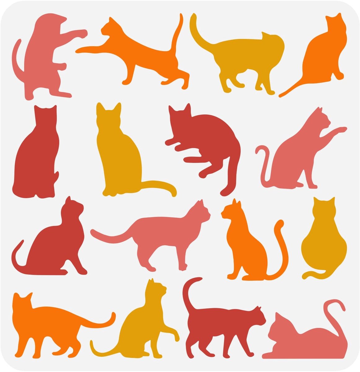 Dailygoods- Kattentekensjabloon 30 x 30 cm - Herbruikbaar Stencil - Schilderen op Muur/Meubels/Hout - Creatieve Doe-Het-Zelf Accessoires - Inspirerende Kunstnijverheid - Hoogwaardige Kwaliteit - Schilderstencil