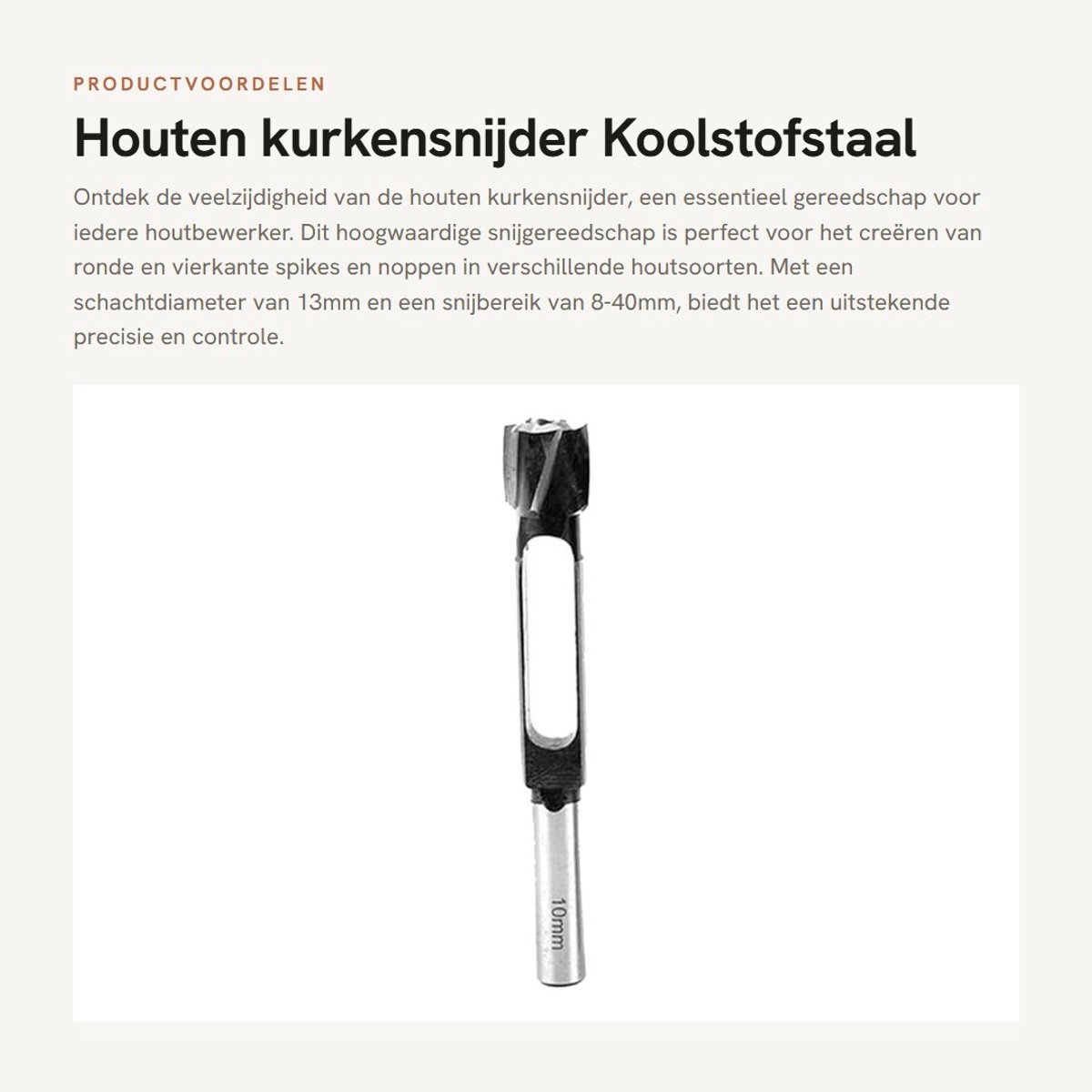 Dailygoods- Kurkensnijder - Houtsnijder - 13mm Schacht - Koolstofstaal - Voor Houtbewerking - Eenvoudige Reiniging - Houtboor