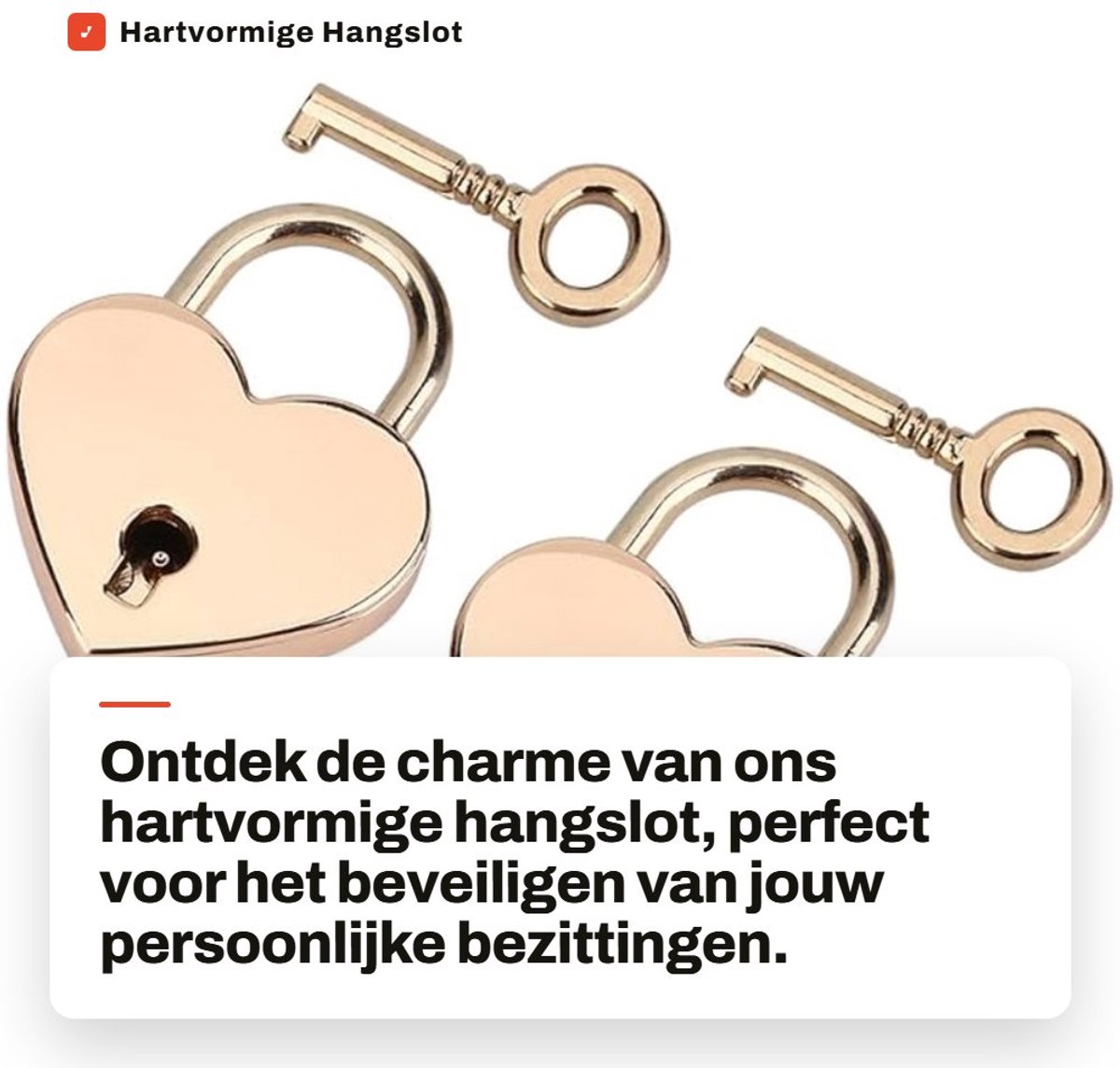 Dailygoods- Hartvormige Hangslot - 2 Sets - Sleutel - Roze Goud - Decoratief - Hoogwaardige Zinklegering - Schokbestendig