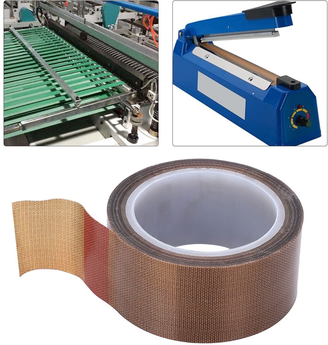 Dailygoods- Afdichtingstape Zelfklevend - PTFE Tape - Hoge Temperatuur - Rol 10m - Vervanging Vacuümverzegelaar - Belangrijke Barrière - Isolatietape