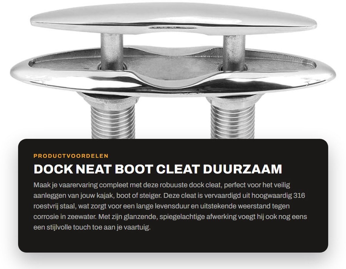 Dailygoods- Dock Cleat 6" - Roestvrij Staal - Hoogglans Gepolijst - Geschikt voor Kayak/Boot/Dock - Schokbestendig - Duurzaam - Bootbevestiging