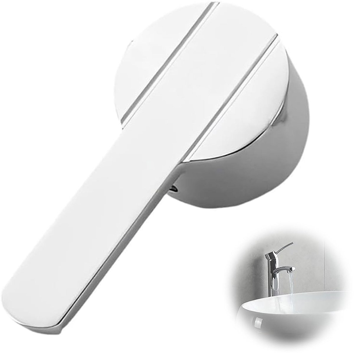 Dailygoods- Kraanhendel Vervangend Handvat - Douchemengkraan - Zilverkleurig - 50 mm Diameter - Eenvoudig te Installeren - Klassiek Design - Kraangreep