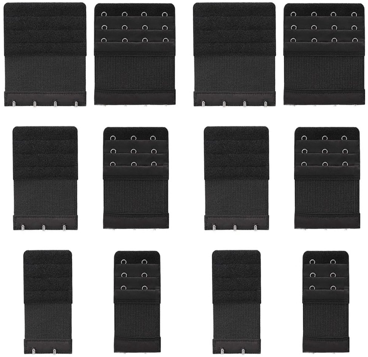 Dailygoods- Beha-verlenging 6-delig - Zacht/Comfortabel - Elastisch - Verlengstuk (3 haken, 4 rijen) - Roestvrij Staal - Aanpasbare Maat
