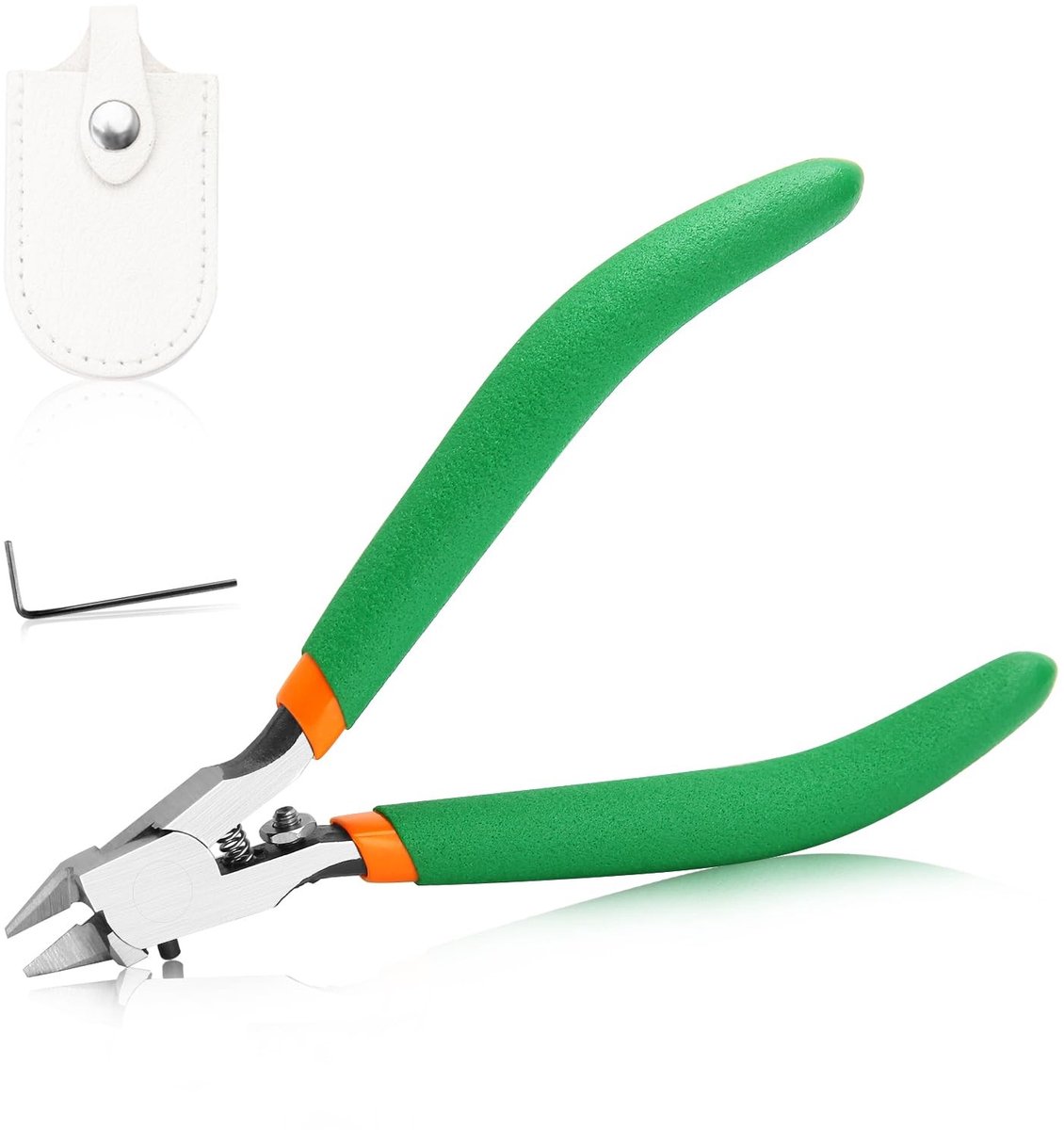 Dailygoods- Nipper Enkelbladige Nipper - Scherp Puntig Zijmes - Ultradun Enkelzijdig - Kunststofmodellen - Modelbouw - Leren Hoes - Modelbouwschaar