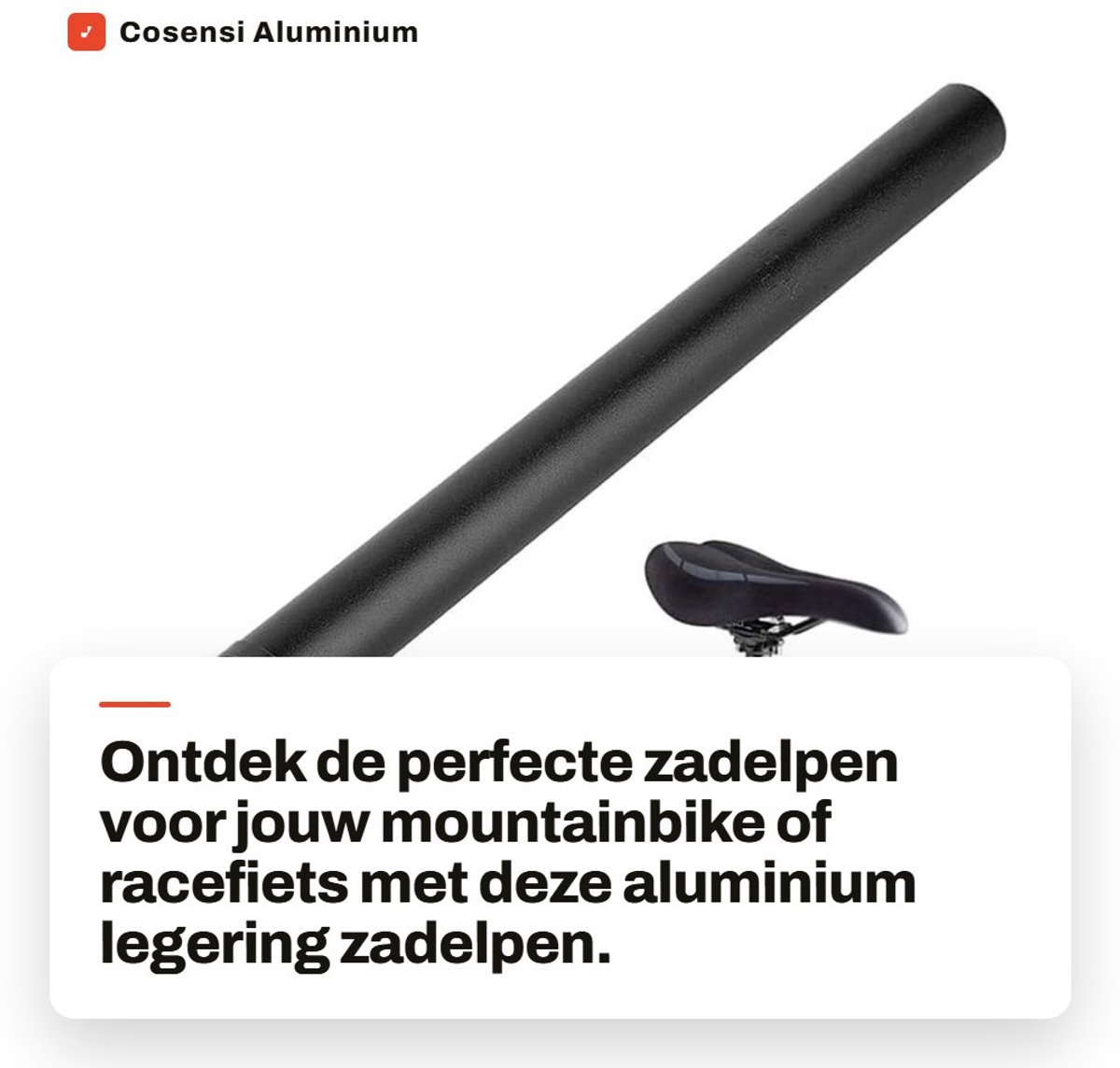 Dailygoods- Zadelpen Aluminiumlegering 25,4 mm - Verstelbare Klem - Schokbestendig - Lichtgewicht - Duurzaam - Glad Oppervlak - Fietszadel