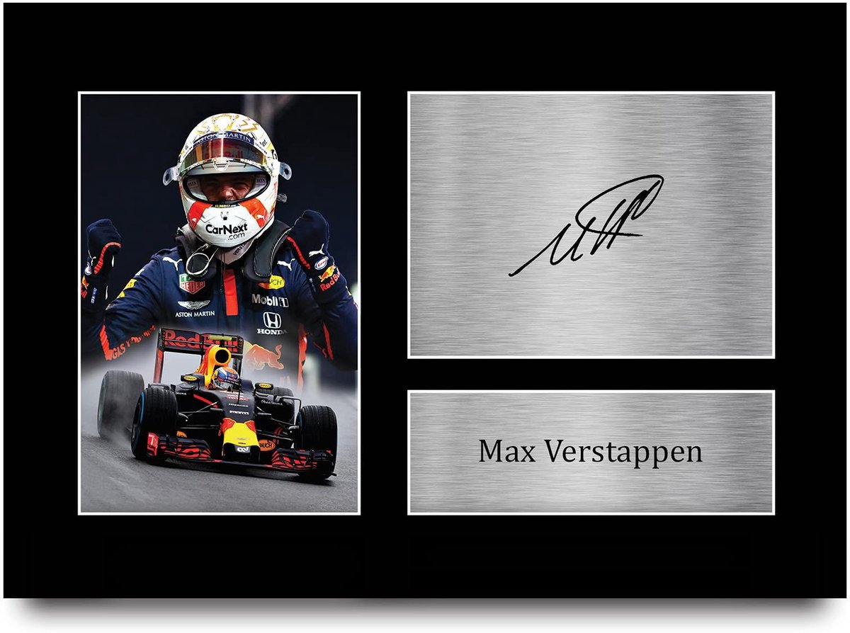 Dailygoods- Handtekening Foto Max Verstappen - Gesigneerd - A4 Formaat - Gedrukt Wanddecoratie - Memorabilia - Cadeau voor F1 Fans - Gesigneerde Foto