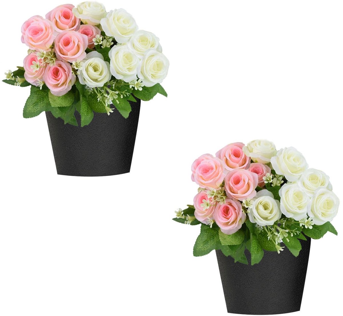 Dailygoods- Kunstbloemen 2 Stuks - Kunstbloemen voor Buiten - Kunstbloemen Boeket - Grafbloempotten - Onderhoudsvrij - Hoogwaardige Materialen - Grafbloemen