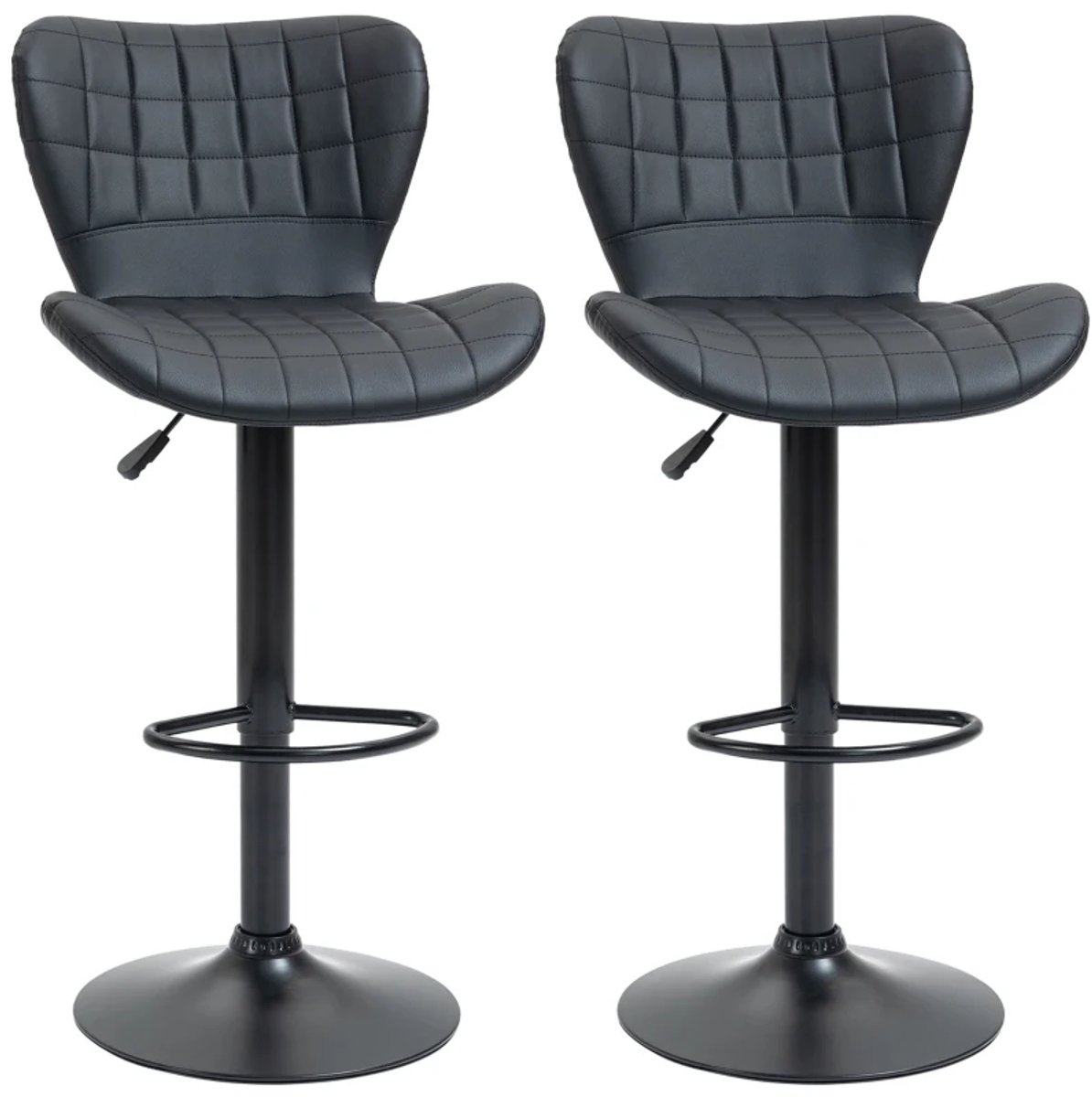 Bar stoelen - Set van 2 Barkrukken Barstoel Keukenstoel - en in Hoogte Verstelbaar bar stoelen - met Voetensteun - Zwart